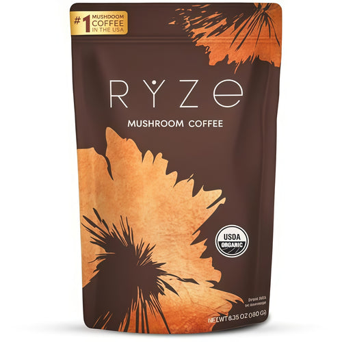 RYZE Organic Mushroom Coffee, Medium Roast, Adaptogenic Blend, 30 Servings
